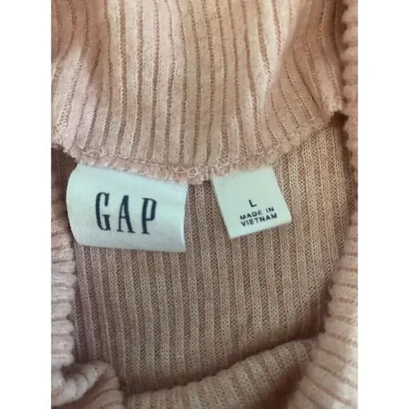 Gap Womens Ribbed Long Sleeve mock neck Light Pink sweater top size large - Picture 6 of 7